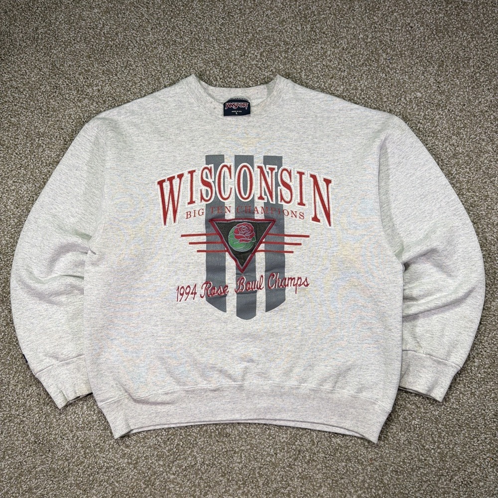 Vintage Wisconsin Sweatshirt Rose Bowl Champions 1994 Large USA Made Gray